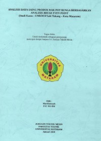Analisis daya saing produk rak pot bunga berdasarkan analisis break even point (studi kasus : UMKM D'bale Tukang – Kota Mataram)