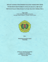 Desain Generator Sinkron Magnet Permanen Jenis Neodymium Iron Boron Untuk PLTB Daya 500 Watt Menggunakan Perangkat Lunak MagNet Infolytica