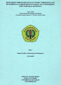 2  
 Pengaruh Variasi Kecepatan Udara Pengeringan Terhadap Laju Pengeringan Gabah Menggunakan Alat Pengering Tipe Vertikal Kontinyu