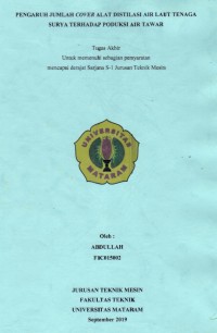 PENGARUH VARIASI ABSORBER ALAT DISTILASI AIR LAUT TENAGA SURYA TERHADAP PRODUKSI AIR TAWAR