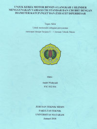 UNJUK KERJA MOTOR BENSIN 4 LANGKAH 1 SILINDER MENGGUNAKAN VARIASI CDI STANDAR DAN CDI BRT DENGAN DIAMETER KATUP INLET DAN EXHAUST DIPERBESAR